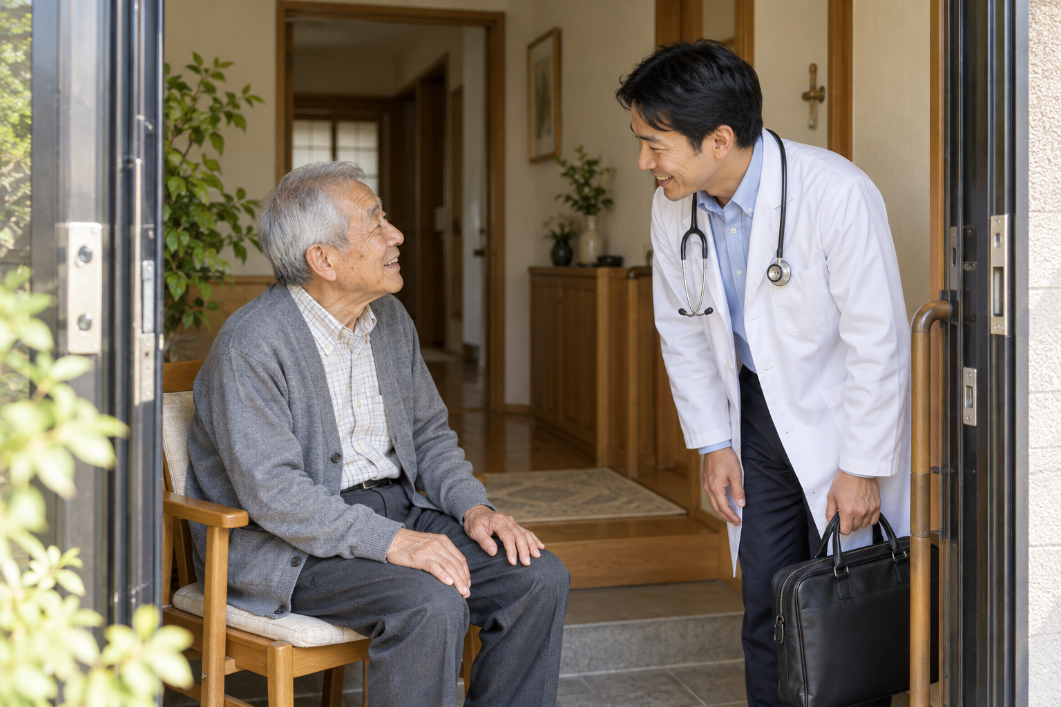 医師がご自宅を訪問する様子（AI生成イメージ）